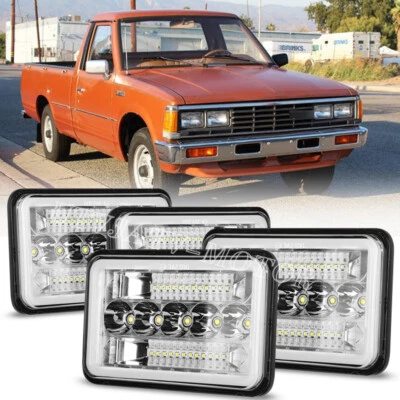 DOT подходит для Nissan 720 1983-1986 4 шт 4 x 6 «светодиодные фары H4 дальнего света w/Halo DRL - Изображение 1 из 4