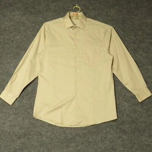 Van Heusen Shirt Mens 32 33 Beige Traveler Collared Regular Fit Button Down - Picture 1 of 9