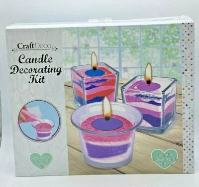Craft Deco Candle Decorating Kit Inc. 3 Glass Candle Votives & Coloured Sand  - Image 1 of 4