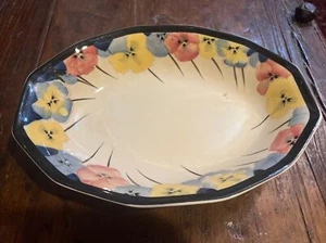 Vintage Royal Doulton Pansy Oval Vegetable Bowl England 11" - Picture 1 of 9