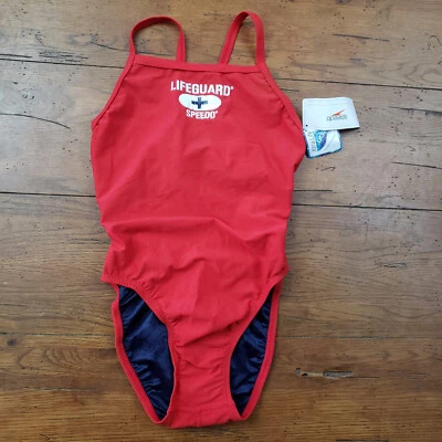 Traje de baño Speedo para mujer talla 32 (6) de una pieza salvavidas rojo NOS Foto 1 de 4