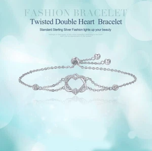 Bracciale Voroco ECG Of Love Argento Sterling 925 Cuore Charm Donna Catena Gioielli - Foto 1 di 11