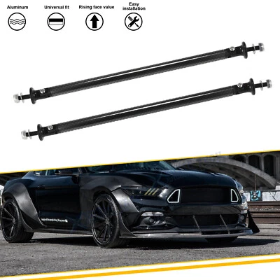 2X Carbon Fiber Look  Bumper Lip Splitter Strut Rod Tie Support Bar For Ford - Image 1 of 4