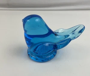 Vintage 1992 Bluebird Of Happiness Leo Ward Signed Blue Glass Art Paperweight - Picture 1 of 9