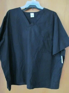 Blusa/camisa Médica Unisex NEGRA Cuello en V~TALLA GRANDE~Nueva con Etiquetas - Imagen 1 de 1