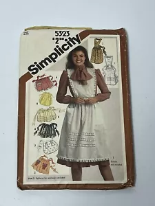 Vintage Apron Pattern 1980's Simplicity Misses S5323 CUT Pattern Detachable Bib - Picture 1 of 2