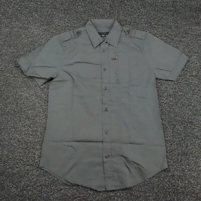 Structure Shirt Adult Small Gray Slim Fit Button Up Short Sleeve Casual Mens - Image 1 of 4