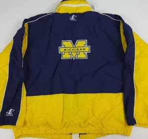 Vintage 90s University Michigan Wolverines Logo Athletic Windbreaker Jacket Vtg - Picture 1 of 7