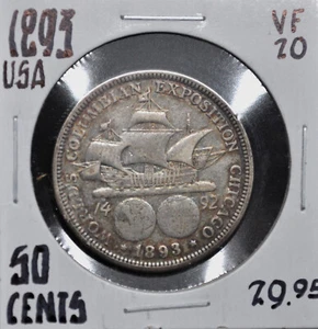 1893 United States Half Dollar - Columbian Exposition - Picture 1 of 2