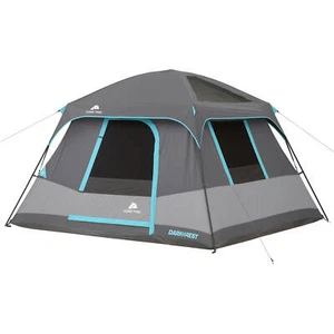 NEW Outdoor Ozark Trail 6- Person Dark Rest Cabin Summer Camping Tent - Gray - Picture 1 of 3