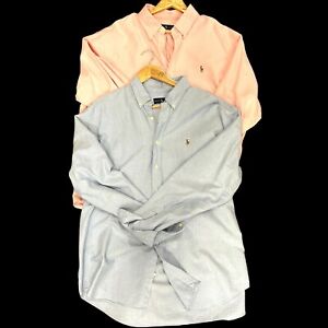 lot (2) vintage polo ralph lauren mens long sleeve oxford shirts size XXL pastel