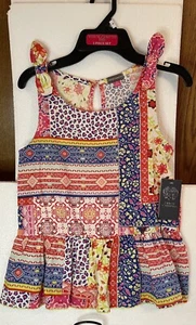 NEW VINCE CAMUTO KIDS 2 Piece GIRLS Top & Shorts Floral Print Linen Blend Sz 12 - Picture 1 of 7