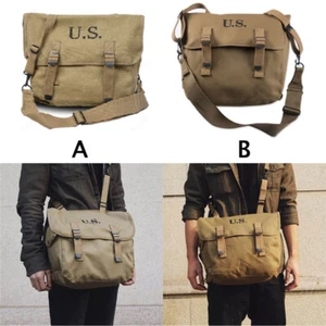 Segunda Guerra Mundial Ejército de EE. UU. M1936 Bolso Mensajero Paquete Táctico al Exterior Caqui Lona Bolso bandolera - Imagen 1 de 14