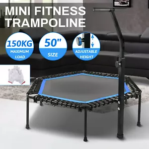 50" Mini Trampoline Rebounder Handrail Fitness Trainer Exercise Home - Picture 1 of 13