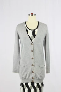 SEE BY CHLOE grauer 100% Schurwolle Slim Fit V-Ausschnitt Cardigan Pullover, Gr. 4 - Bild 1 von 14