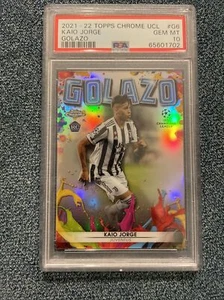 2021 Topps Chrome Uefa Kaio Jorge Golazo #G6 RC Rookie Silver PSA 10 Gem Pop 2 - Picture 1 of 2