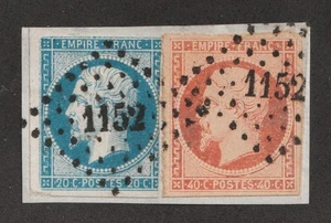 1853-60 France Sc# 15, 18 - Emperor Napoleon III. Used on Piece Cv$11.35 - Picture 1 of 1