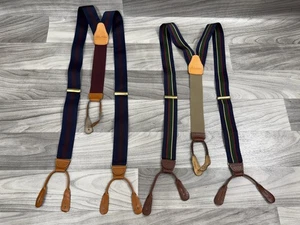 BROOKS BROTHERS HOSENTRÄGER KONVOLUT - BLAU ROT GELB GRÜN GESTREIFT LEDER - Bild 1 von 7