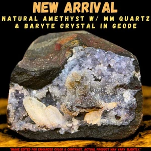 Amatista Natural con Cuarzo MM y Cristal Barita en Geoda - Muestra Minerales 95g  - Imagen 1 de 7