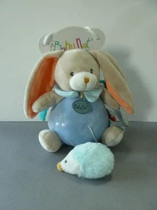 SD. Doudou musical  BABY NAT LAPIN POM boite à musique bleu hérisson 100% NEUF - Picture 1 of 4