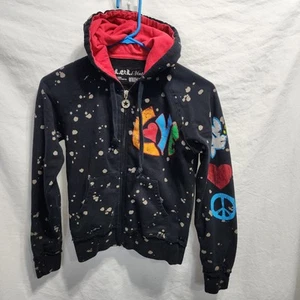 L.O.L. Vintage Bleach Distressed Peace Love Hoodie Full Zip Youth XS 70s Retro - Picture 1 of 8