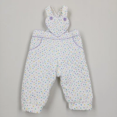Vtg 80s Heart Bib Baby Overalls Romper One-piece White Quilted Jumper  - Image 1 of 4