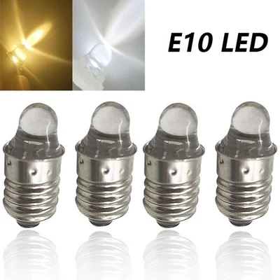 4pcs E10 LED 3V Bulb Screw Globe for Flashlight Torch Head lamp Bicycle White - Image 1 of 4
