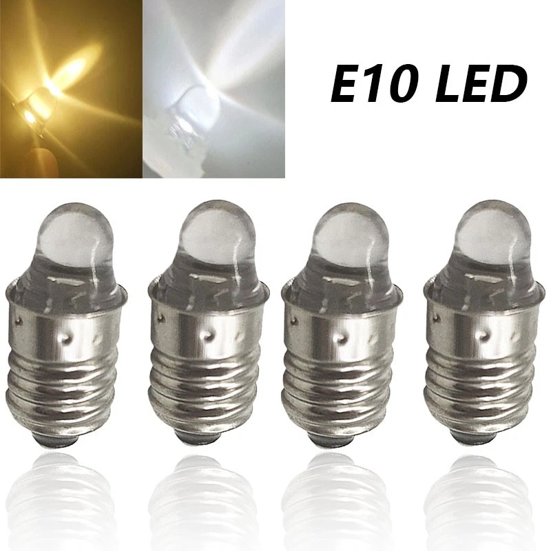 4pcs E10 LED 3V Bulb Screw Globe for Flashlight Torch Head lamp Bicycle White - Image 1 of 4