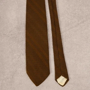 Vintage 1970s Textured Striped Repp Patterned Tie Brown Sears - Picture 1 of 6