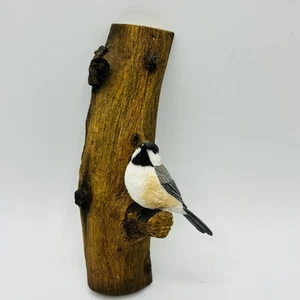 Richard Lamson Studio Miniature Black Grey White Bird on Wood Branch SIGNED USA - Picture 1 of 6