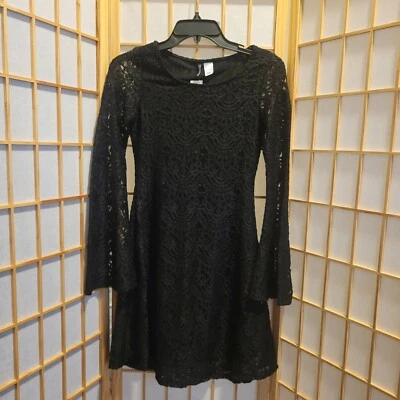 Vestido forrado de encaje floral negro H&M Divided para mujer talla 4 nuevo con etiquetas Foto 1 de 4