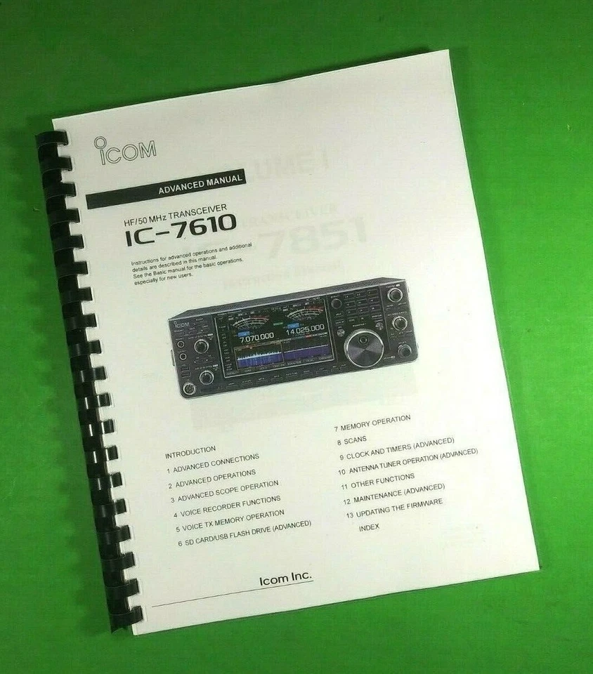 Owners Manual for ICOM IC-7610 HF/50 MHZ Transceiver 101 Pages W/Clear Covers! - Image 1 of 1