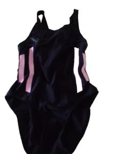 Decimas UK Small Black Mix Racer Back Sports Swimming Costume - Picture 1 of 4