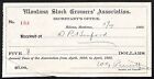 Helena Montana S.R. Buford / 1902 Stock Growers Association $5 Payment Receipt