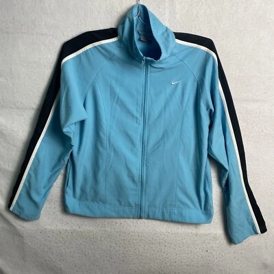 Chaqueta de chándal negra azul cielo claro para mujer de Nike, top con cremallera completa, talla pequeña Foto 1 de 4