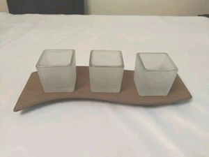 PartyLite Tealight Candle Holder Tray P7433 Ceramic & Frosted Glass Retired - Picture 1 of 16