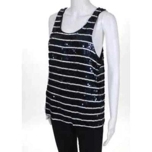 Gryphon New York Navy White Racerback Sequin Tank Shirt SZ S - Picture 1 of 5