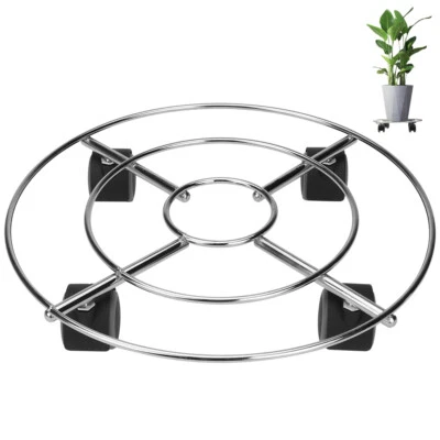 Carrito de plantas redondo de metal con soporte para plantas sobre rueda bandeja para macetas móvil 11 pulgadas 265 lb Foto 1 de 4