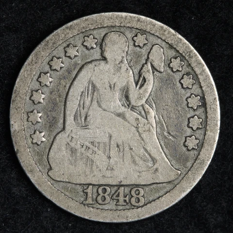 1848 Seated Liberty Silver Dime CHOICE FINE+ E320 T Cover