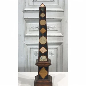 Black Marble Obelisk with Marquetry Art Handmade Obelisk for Home 12 Inches - Picture 1 of 3
