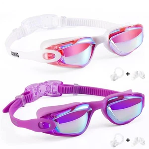 Kids Swim Goggles Pack of 2 Swimming Goggles for Children Boys & Girls Age 3-14 - Picture 1 of 7