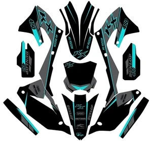 Kit gráfico para Kawasaki KXF450 KX450f KX 450f 2019-2023 calcomanía gris verde azulado negro - Imagen 1 de 1