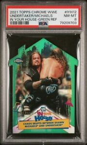2021 Topps Chrome WWE in Your House IYH12 Undertaker/Shawn Michaels Green PSA 8