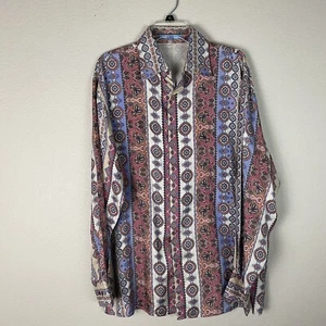 Lanzino Vintage Silk Button Up Shirt Size Medium - Picture 1 of 9