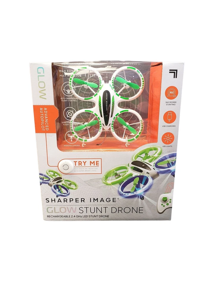 Sharper Image Glow Stunt Drone Rechargeable 2.4 GHz LED Quadcopter (Unopened) - Image 1 of 1