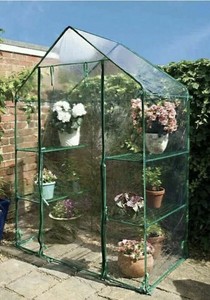 ☀ Walk In Greenhouse Heavy Duty PVC Cover Outdoor Garden House 4 Shelves ☀
