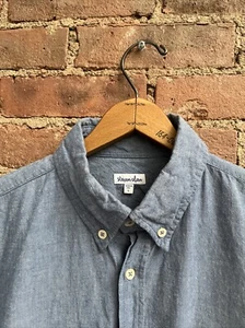 Steven Alan Men’s Shirt, Sz Large, Indigo Chambray 100% Cotton USA - Picture 1 of 7