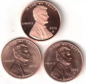 2025-S San Francisco Proof Lincoln Shield with BU P & D One Cent (3 Coin Set)! - Picture 1 of 2