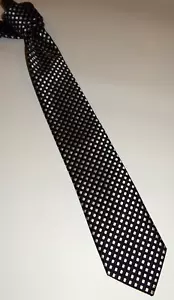 Corbata de cuello ISAAC MIZRAHI negra plateada patrón de diamantes para hombre 100 % seda - Imagen 1 de 6
