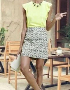 Kate Spade Harper Chevron Print Summer Tweed Mini Skirt Womens Size 10 EUC - Picture 1 of 4